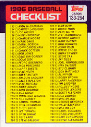 1986 Topps Baseball Cards      263     Checklist: 133-264
